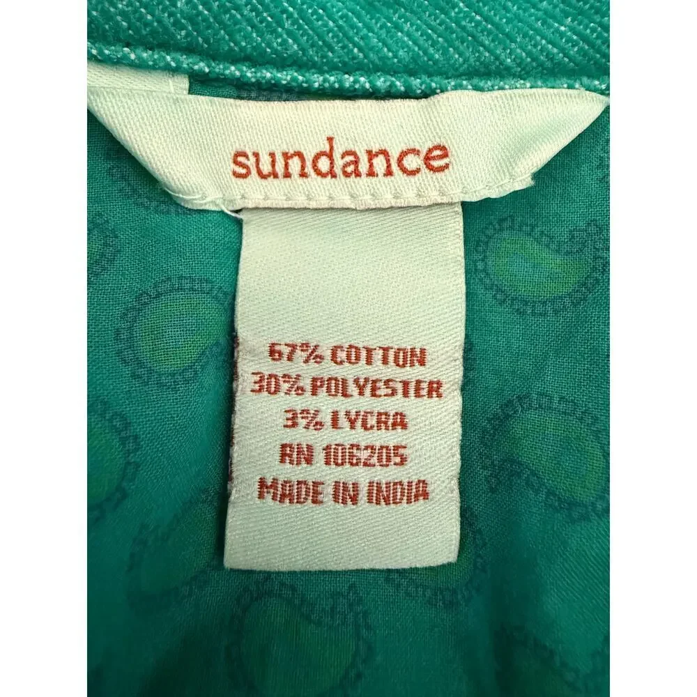 Sundance Womens Corduroy Jacket Teal Pockets Tie Back Womens Small/Petite - Picture 6 of 8